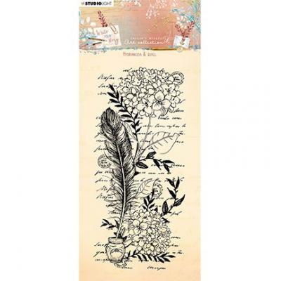 StudioLight Write Your Story Nr.208 Slimline Clear Stamps - Hydrangea & Quill